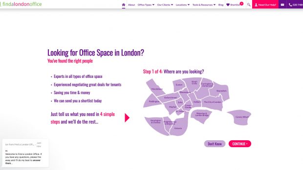 Screen Capture of Find a London Office